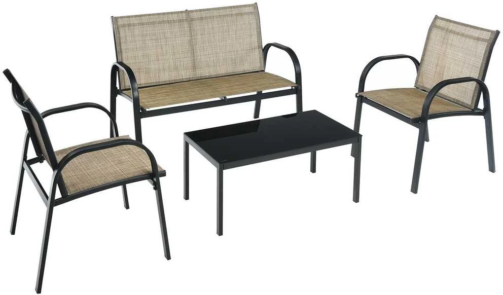 Promotions Lauko baldų komplektas, 107,9x61,9x80 cm dvivietė sofa, 63,5x45x37,1 cm arbatos staliukas, juoda pilka