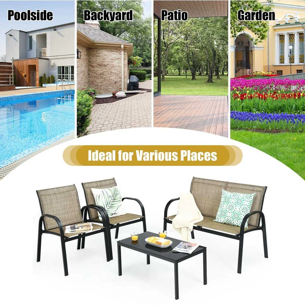 Promotions Lauko baldų komplektas, 107,9x61,9x80 cm dvivietė sofa, 63,5x45x37,1 cm arbatos staliukas, juoda pilka