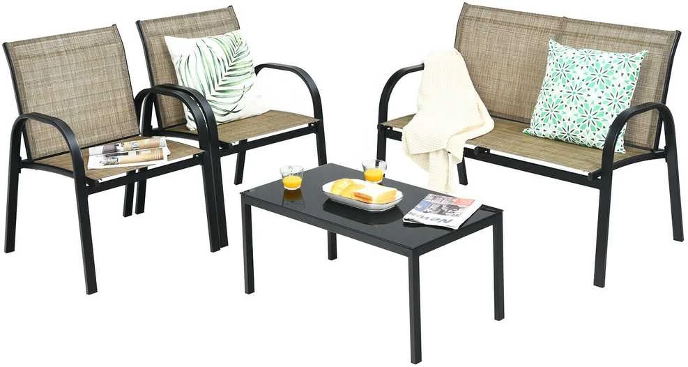 Promotions Lauko baldų komplektas, 107,9x61,9x80 cm dvivietė sofa, 63,5x45x37,1 cm arbatos staliukas, juoda pilka