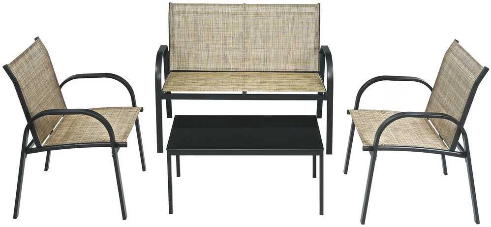 Promotions Lauko baldų komplektas, 107,9x61,9x80 cm dvivietė sofa, 63,5x45x37,1 cm arbatos staliukas, juoda pilka