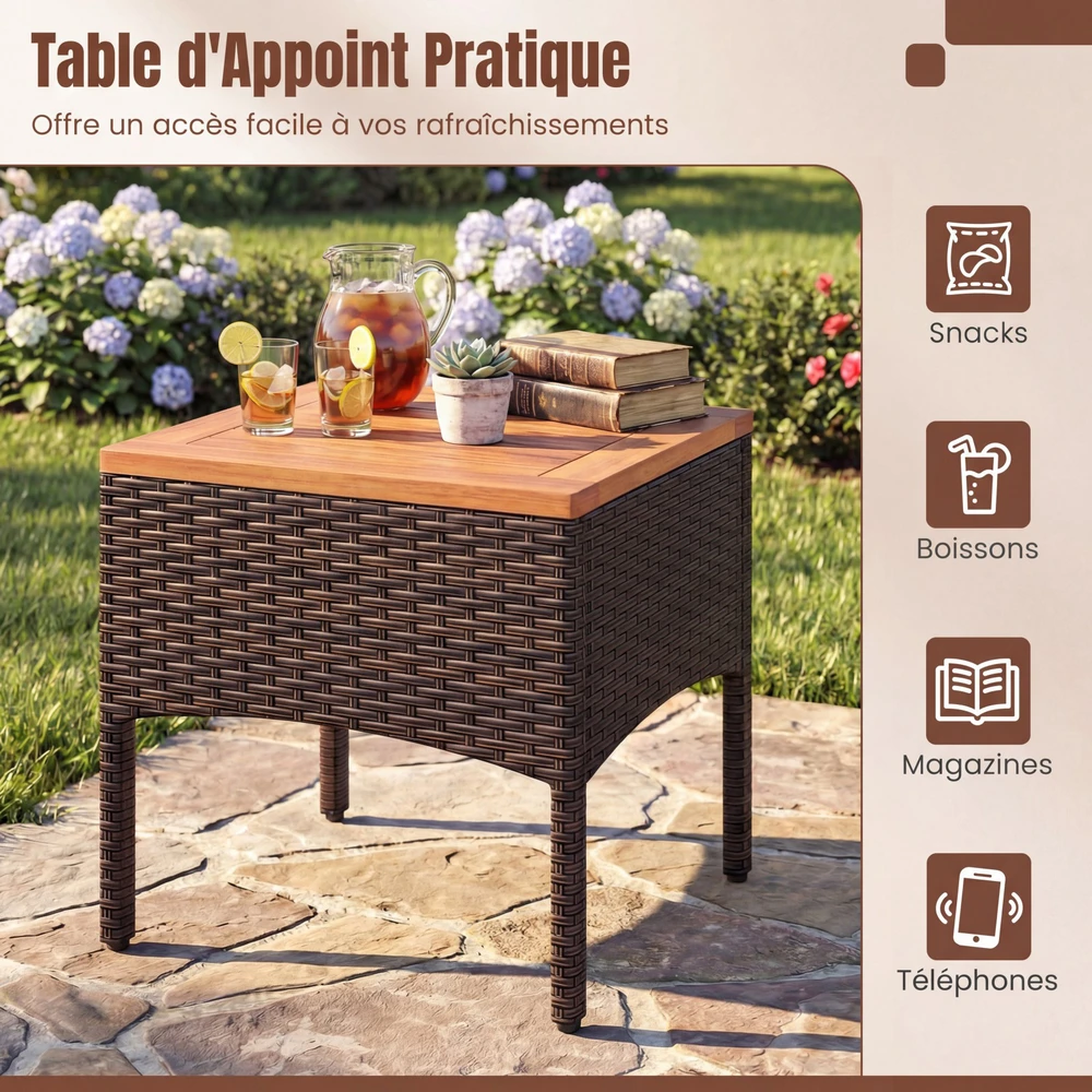 Promotions Lauko baldų komplektas 3 dalių rotango kėdės ir kavos staliukas 60,5x60x73 cm pilka