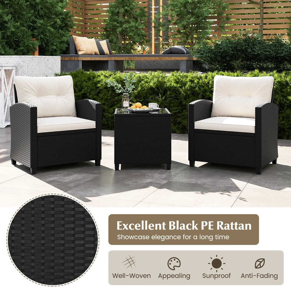 Promotions Lauko baldų komplektas 3 vnt. 65x66x76 cm kėdės 51x51x52 cm stalas smėlio spalvos