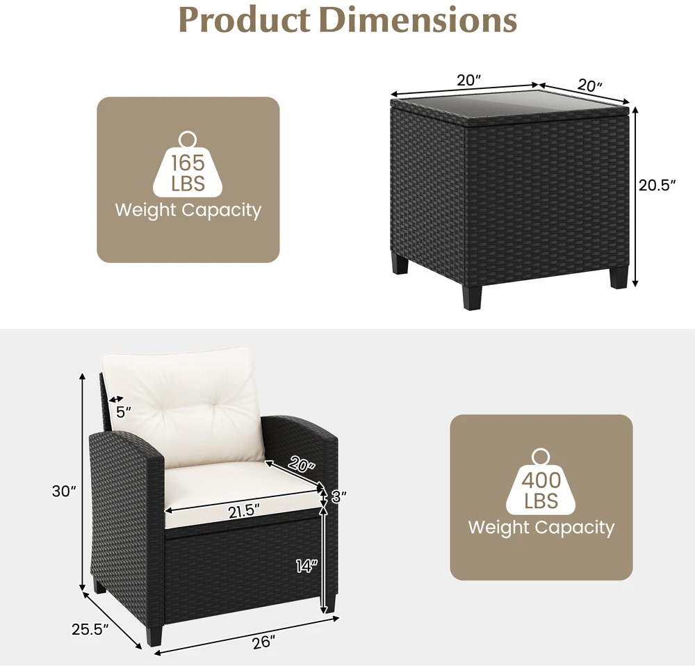 Promotions Lauko baldų komplektas 3 vnt. 65x66x76 cm kėdės 51x51x52 cm stalas smėlio spalvos