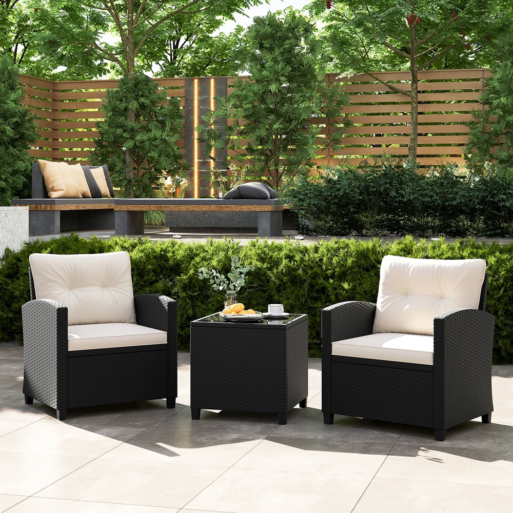 Promotions Lauko baldų komplektas 3 vnt. 65x66x76 cm kėdės 51x51x52 cm stalas smėlio spalvos
