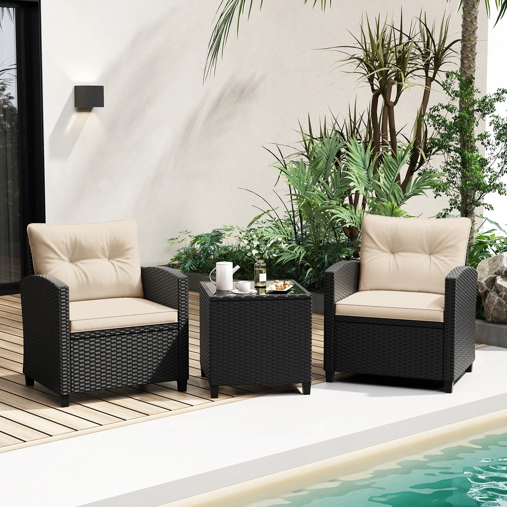 Promotions Lauko baldų komplektas 3 vnt. kėdė 64,8x66x76,2 cm kavos staliukas 50,8x50,8x52,1 cm šviesiai balta