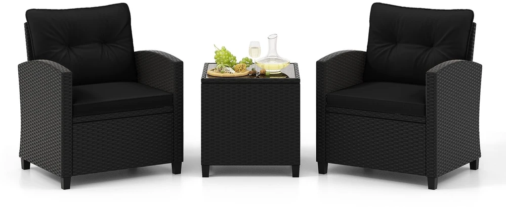 Promotions Lauko baldų komplektas 3 vnt juodos spalvos