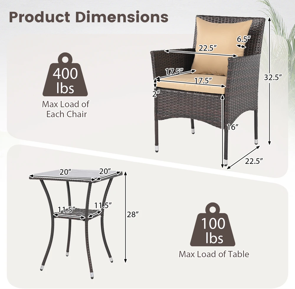 Promotions Lauko baldų komplektas 63.5x61x85.1 cm Rudas rotangas