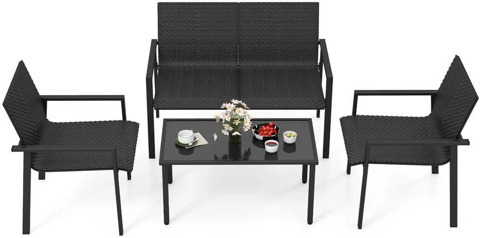 Promotions Lauko baldų komplektas, 67,3x116,8x83,8 cm dvivietė sofa, 67,3x63,5x83,8 cm kėdė, 90,2x50,8x44,5 cm kavos staliukas, ruda