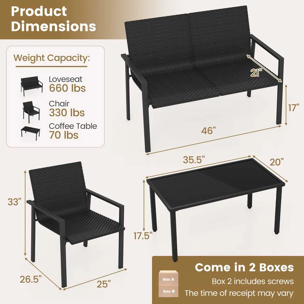 Promotions Lauko baldų komplektas, 67,3x116,8x83,8 cm dvivietė sofa, 67,3x63,5x83,8 cm kėdė, 90,2x50,8x44,5 cm kavos staliukas, ruda