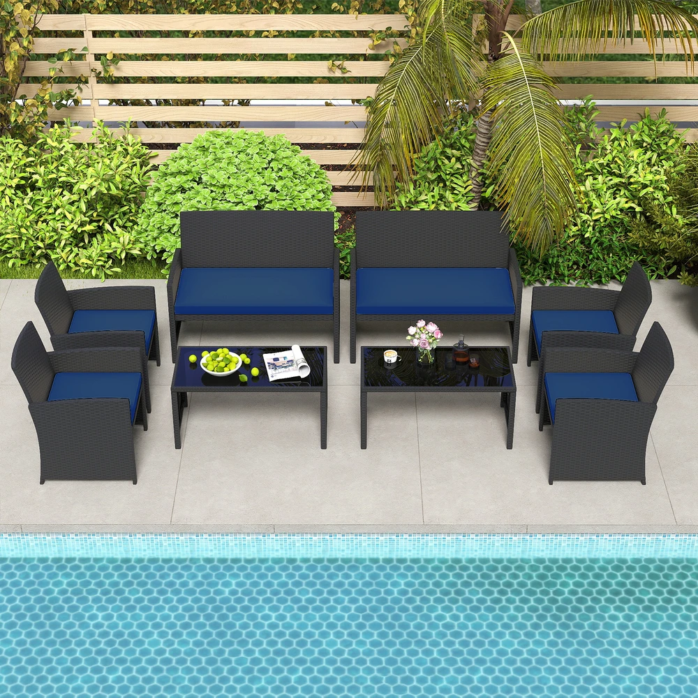 Promotions Lauko baldų komplektas 89x63.5x78.7 cm Tamsiai mėlynas rotangas
