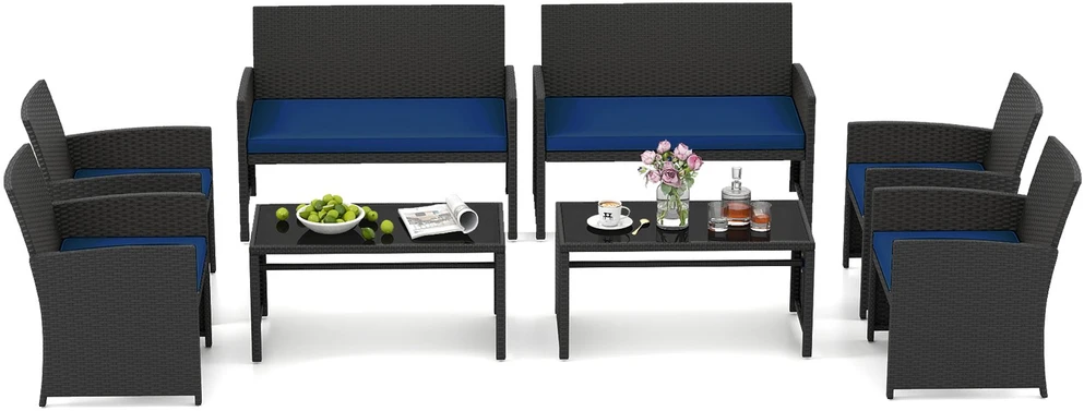 Promotions Lauko baldų komplektas 89x63.5x78.7 cm Tamsiai mėlynas rotangas