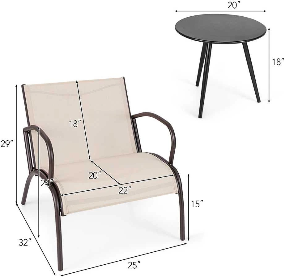 Lauko baldų komplektas Promotions Kiemo bistro komplektas, 81x63x73 cm kėdė, 50x46 cm stalas, Juoda, Ruda