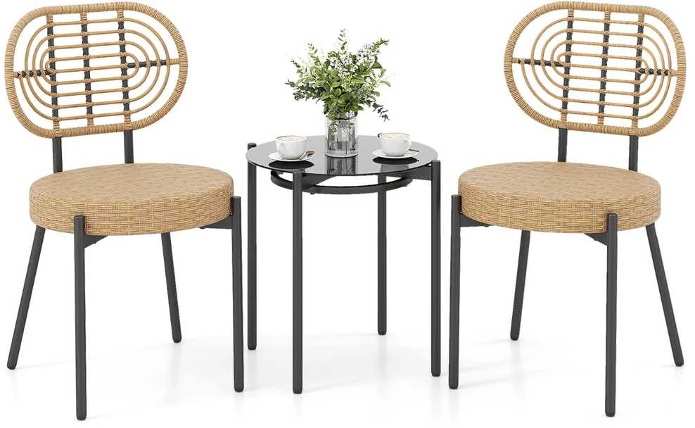 Lauko baldų komplektas Promotions Lauko bistro komplektas, 3 dalys, 57.5x45.5x82 cm, ruda, PE vytelė