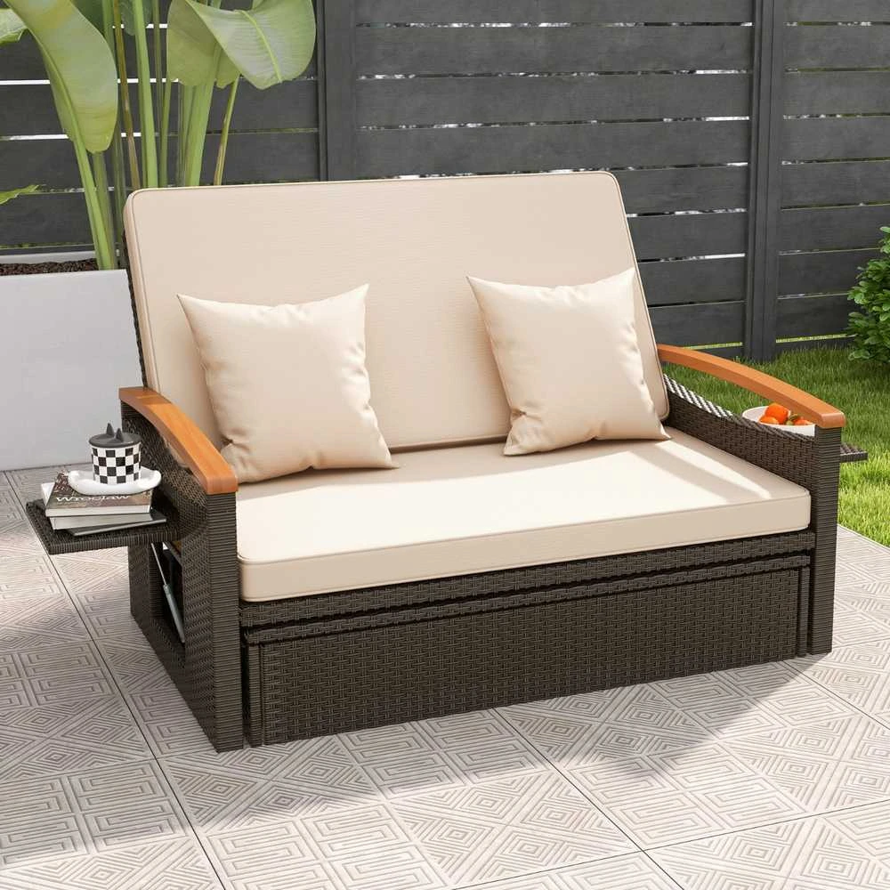 Promotions Lauko dienos lovos komplektas, 78.7-120.7x167.6x35.6-91.4 cm, Smėlio spalvos