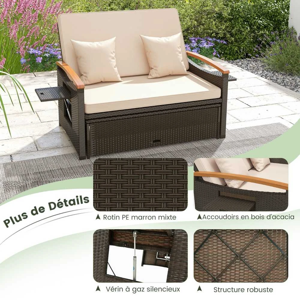 Promotions Lauko dienos lovos komplektas, 78.7-120.7x167.6x35.6-91.4 cm, Smėlio spalvos
