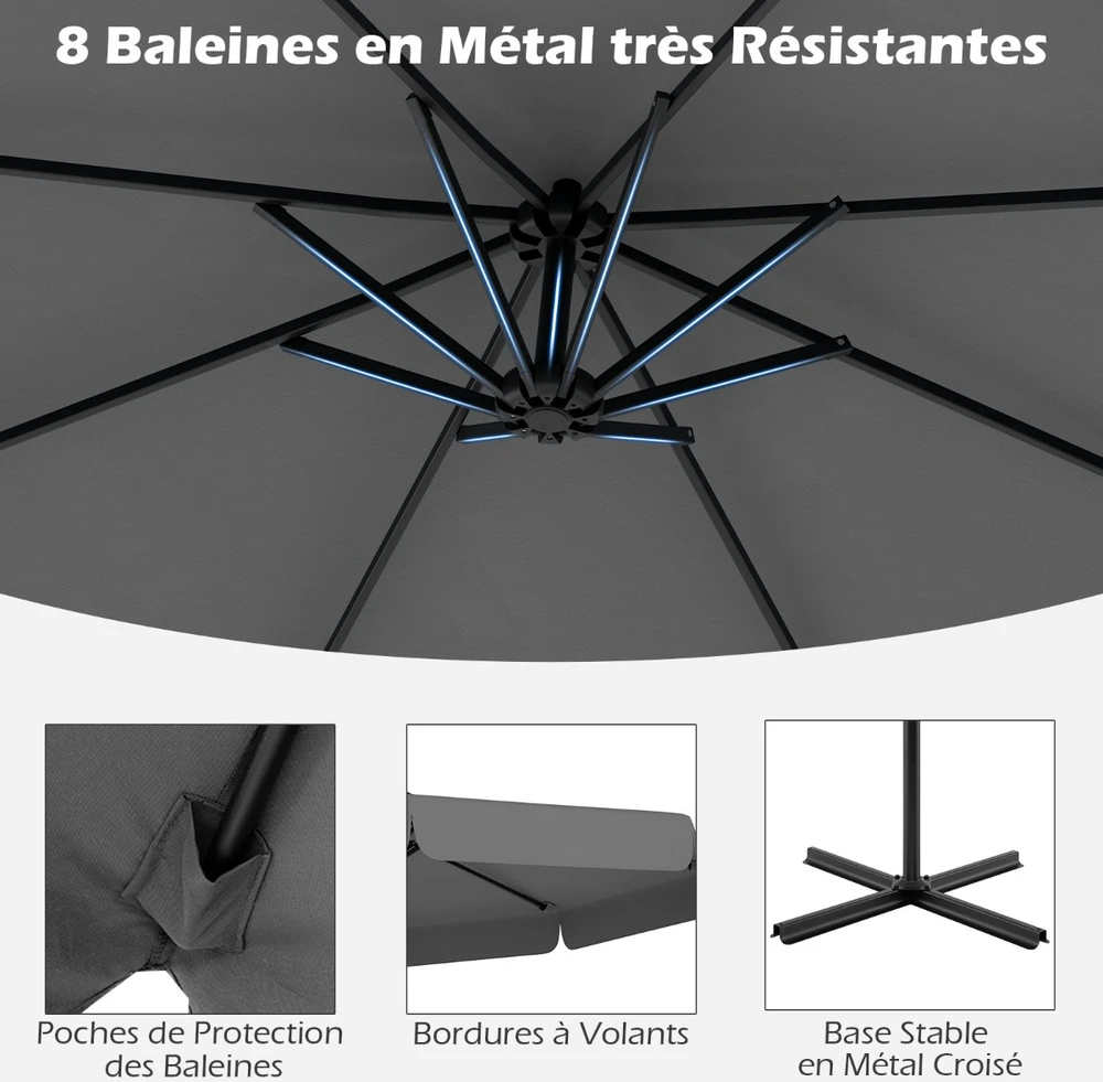 Promotions Lauko kampinis skėtis 290x250 cm Pilkas