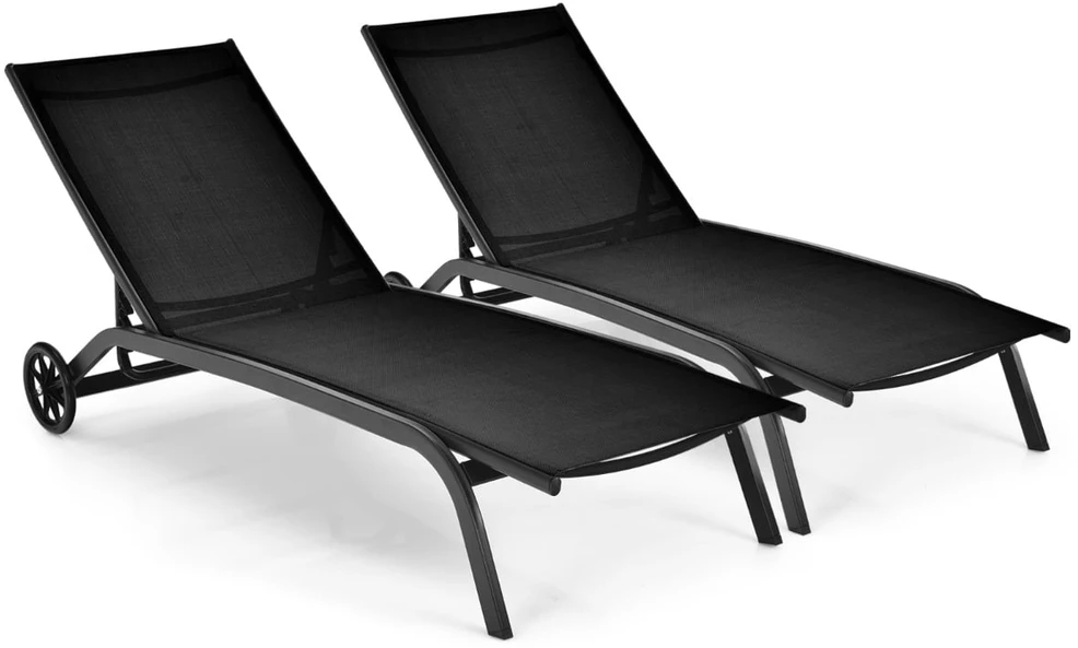 Promotions Lauko poilsio komplektas reguliuojamas 190,5x61x34 cm juodos spalvos audinys