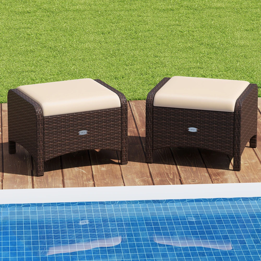 Promotions Lauko pufų taburetės 2 vnt. 46x54x39,5 cm rudos spalvos
