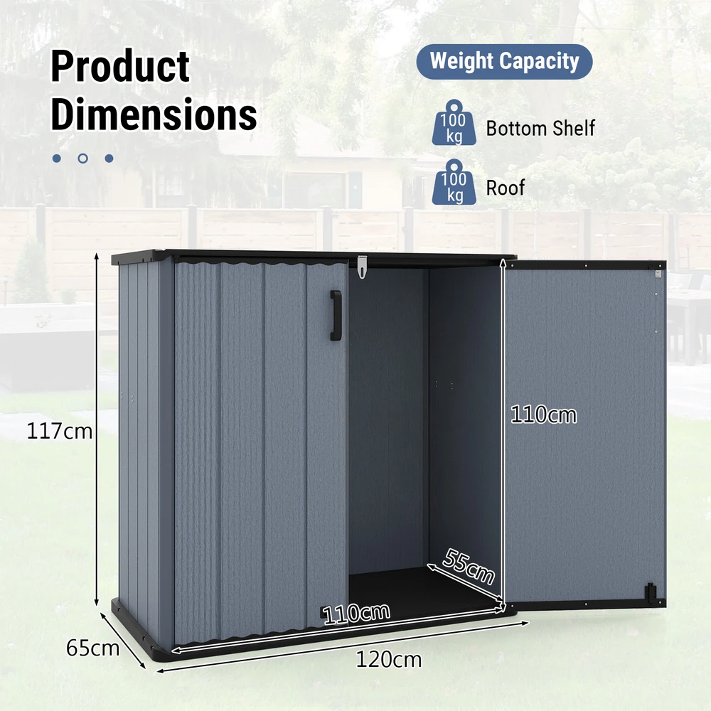 Promotions Lauko sandėliavimo angaras 119,4x64,8x116,8 cm juoda/pilka