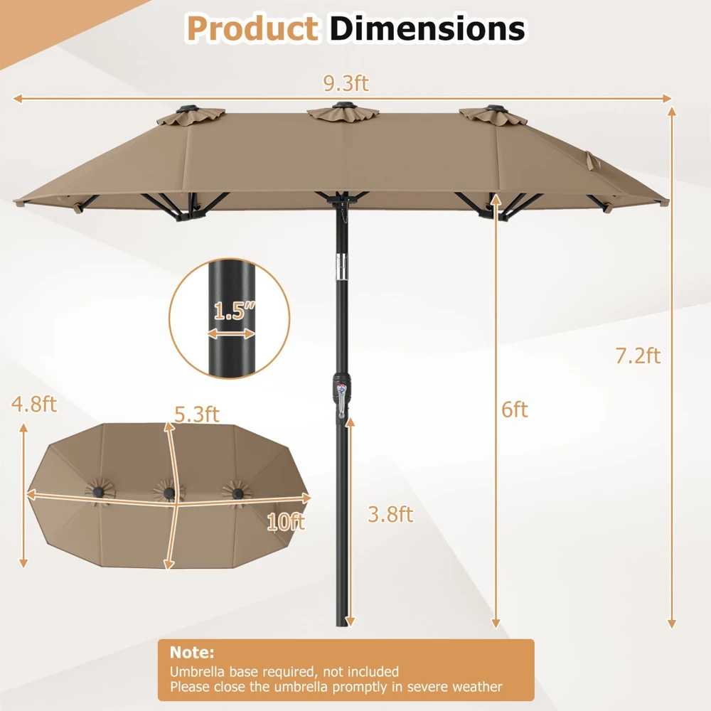 Promotions Lauko skėtis 305x161x219 cm Rudas Poliesterio audinys