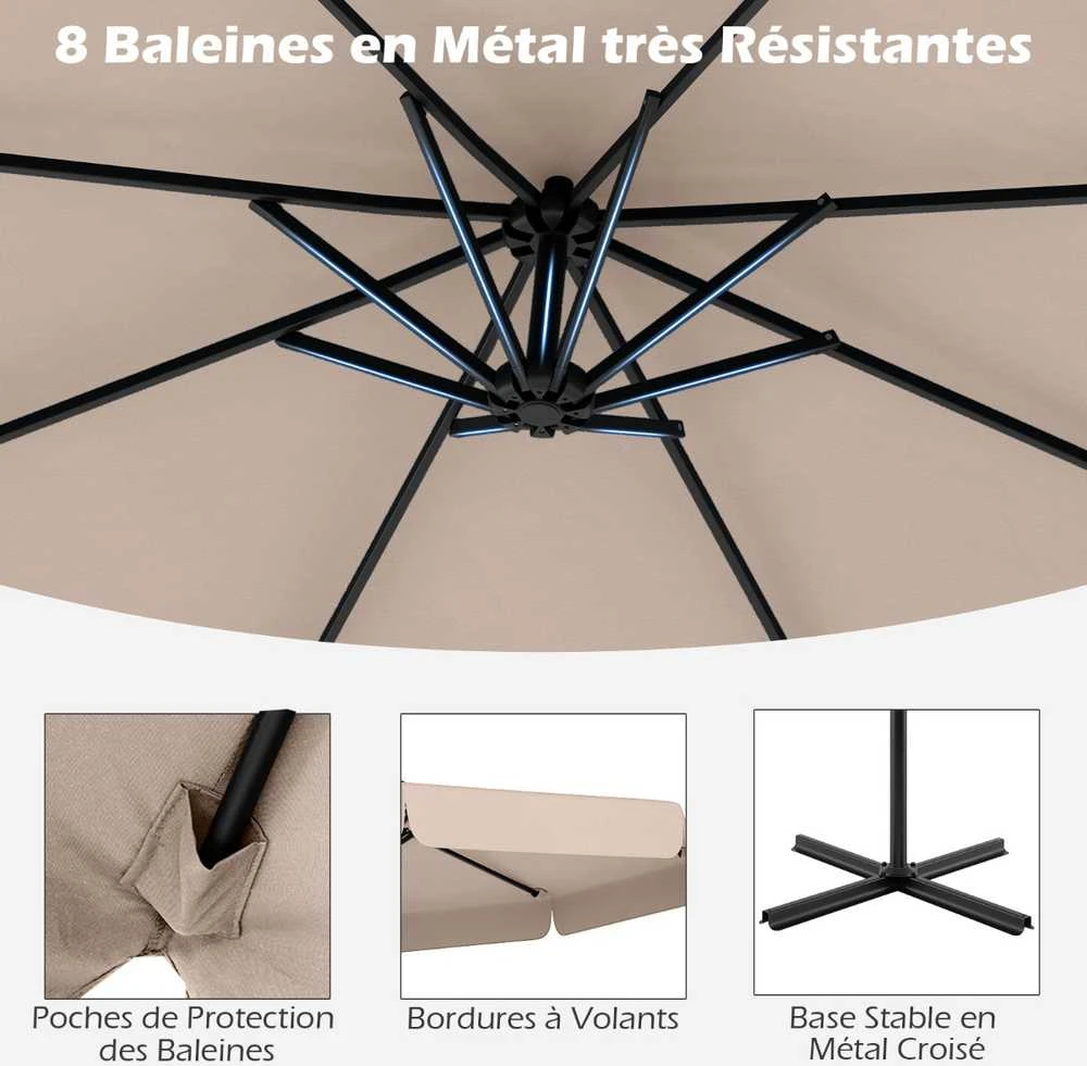 Promotions Lauko skėtis, 305x250 cm, smėlio spalvos