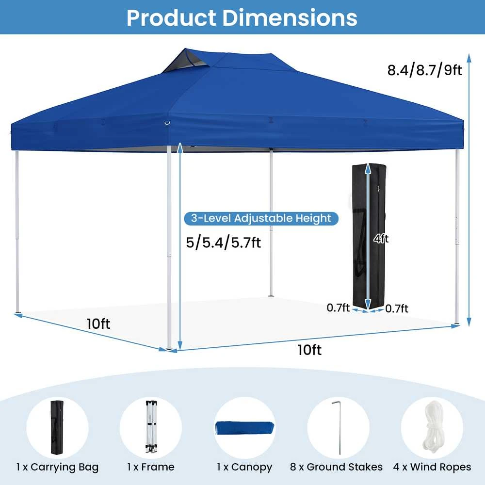 Promotions Pavėsinė palapinė, sulankstoma lauko terasa, 304.8x304.8x256-274.3 cm, mėlyna