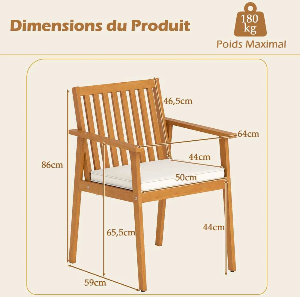 Promotions Lauko valgomojo kėdės 64x59x86 cm natūralios, akacijos mediena