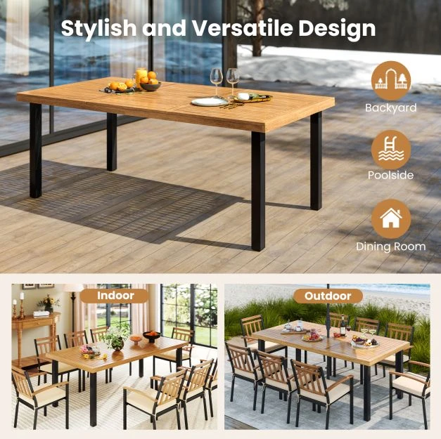 Promotions Lauko valgomojo stalas 200x100x75 cm natūralaus/juodo akacijos medienos stalviršis