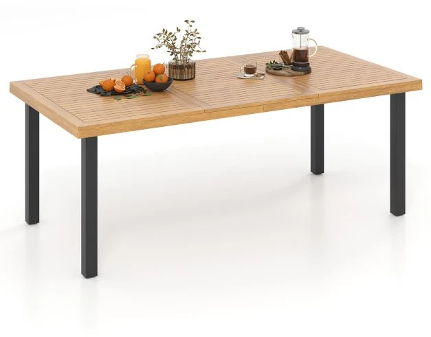 Promotions Lauko valgomojo stalas 200x100x75 cm natūralaus/juodo akacijos medienos stalviršis