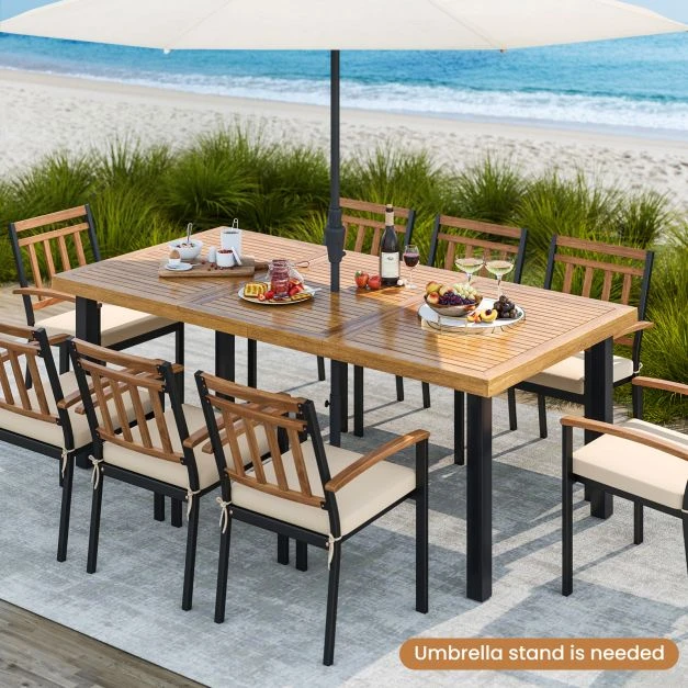 Promotions Lauko valgomojo stalas 200x100x75 cm natūralaus/juodo akacijos medienos stalviršis