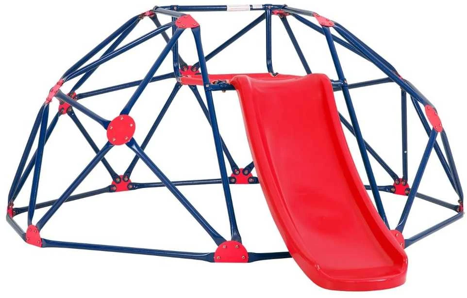 Promotions Lauko žaidimų rinkinys, geometrinis kupolo laipiotojas su čiuožykla, 244x184x90 cm, raudona žalia mėlyna