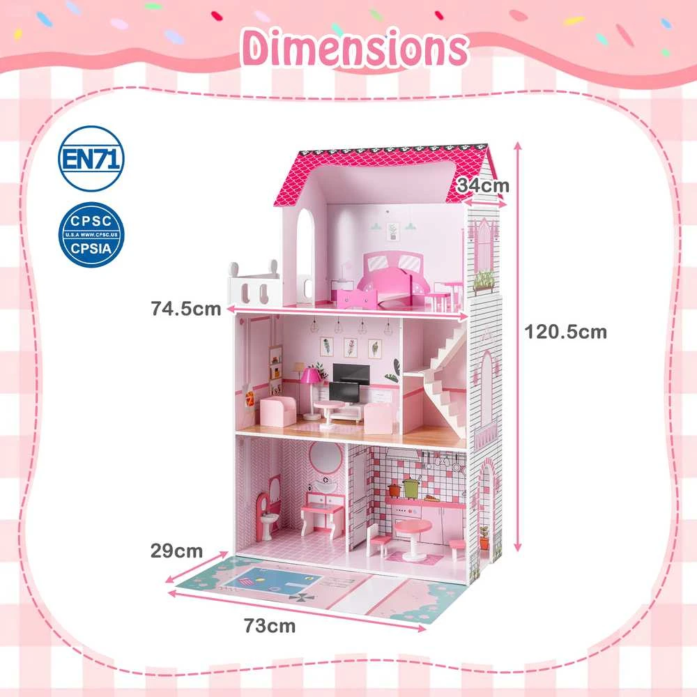 Promotions Lėlių namelis, 74.5x34x120.5 cm, rožinis, medinis