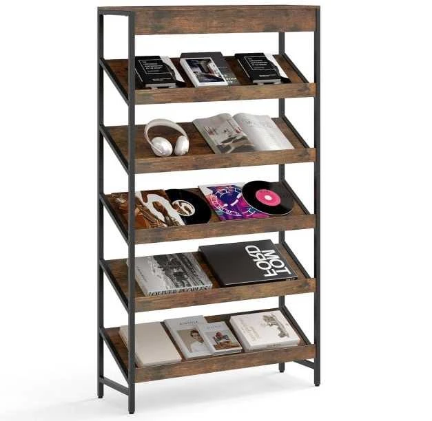 Promotions Lentyna, 6 pakopų pastatoma lentyna, 90x30x161 cm, ruda, metalinis rėmas
