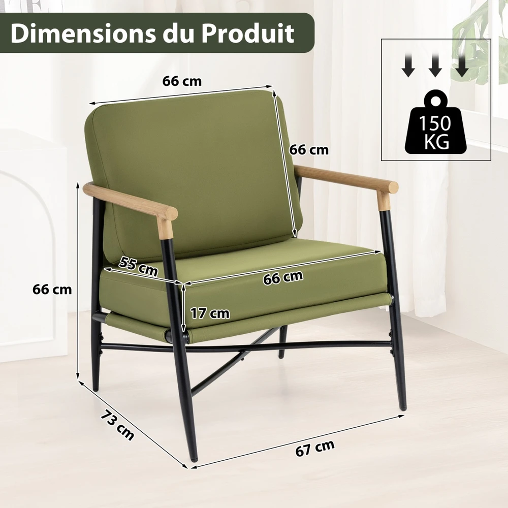 Promotions Lounge kėdė 73x67x66 cm žalia metalas