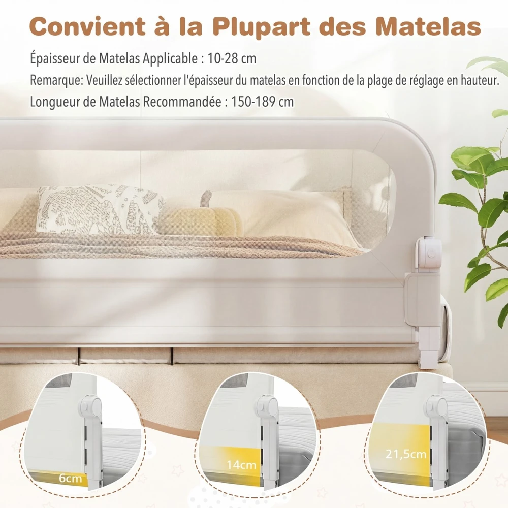 Promotions Lovos apsauga 120x36x60 cm Balta Sulankstoma Reguliuojama Saugos Tvorelė