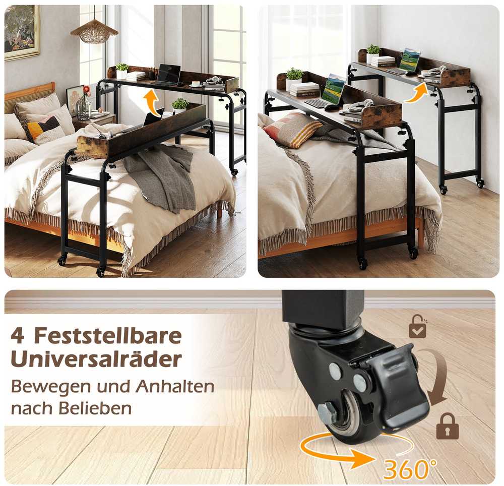 Promotions Stalas lovai, 135,5-206x40x73,5-102,5 cm, Rudas ir Juodas