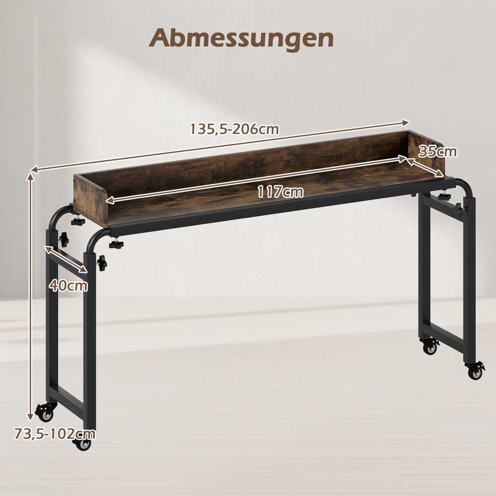 Promotions Stalas lovai, 135,5-206x40x73,5-102,5 cm, Rudas ir Juodas