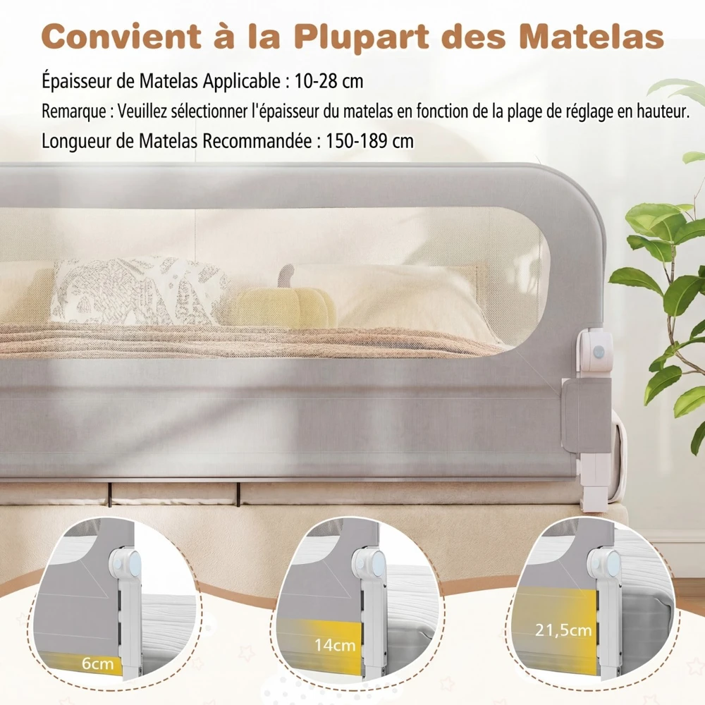 Promotions Lovos turėklas 120x36x60 cm Pilkas Sulankstomas Reguliuojamas