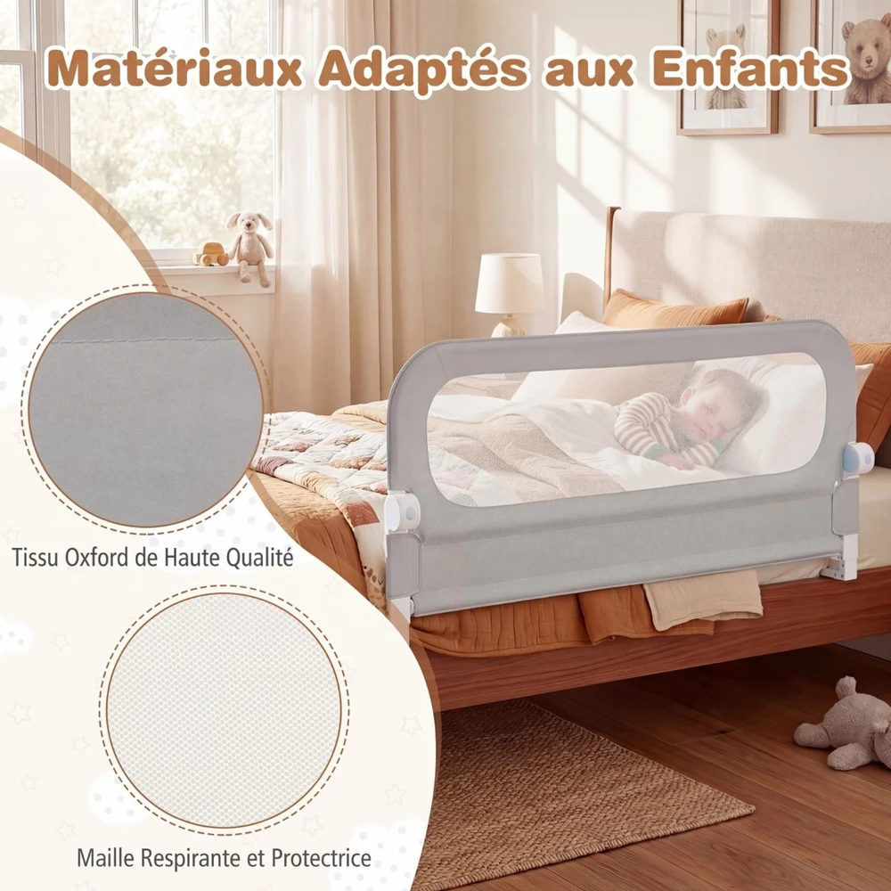 Promotions Lovos turėklas 120x36x60 cm Pilkas Sulankstomas Reguliuojamas
