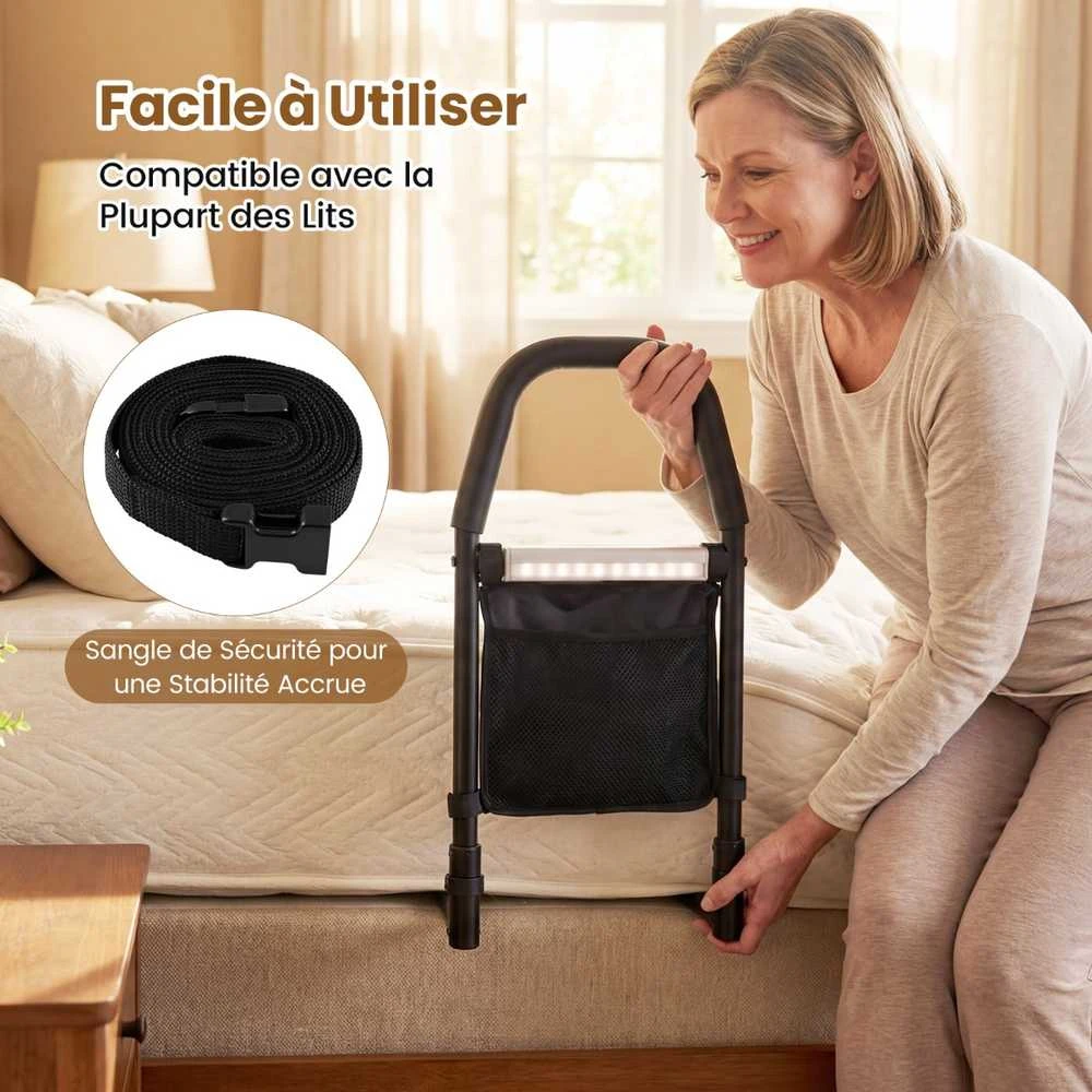 Promotions Lovos turėklas, 61x28x52,5 cm, juoda, metalas, saugos rankena su laikymo vieta