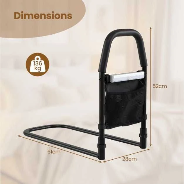 Promotions Lovos turėklas, 61x28x52,5 cm, juoda, metalas, saugos rankena su laikymo vieta