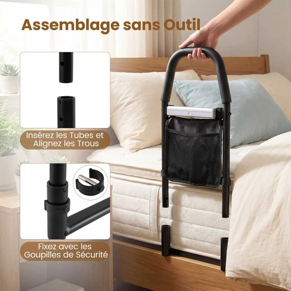 Promotions Lovos turėklas, 61x28x52,5 cm, juoda, metalas, saugos rankena su laikymo vieta