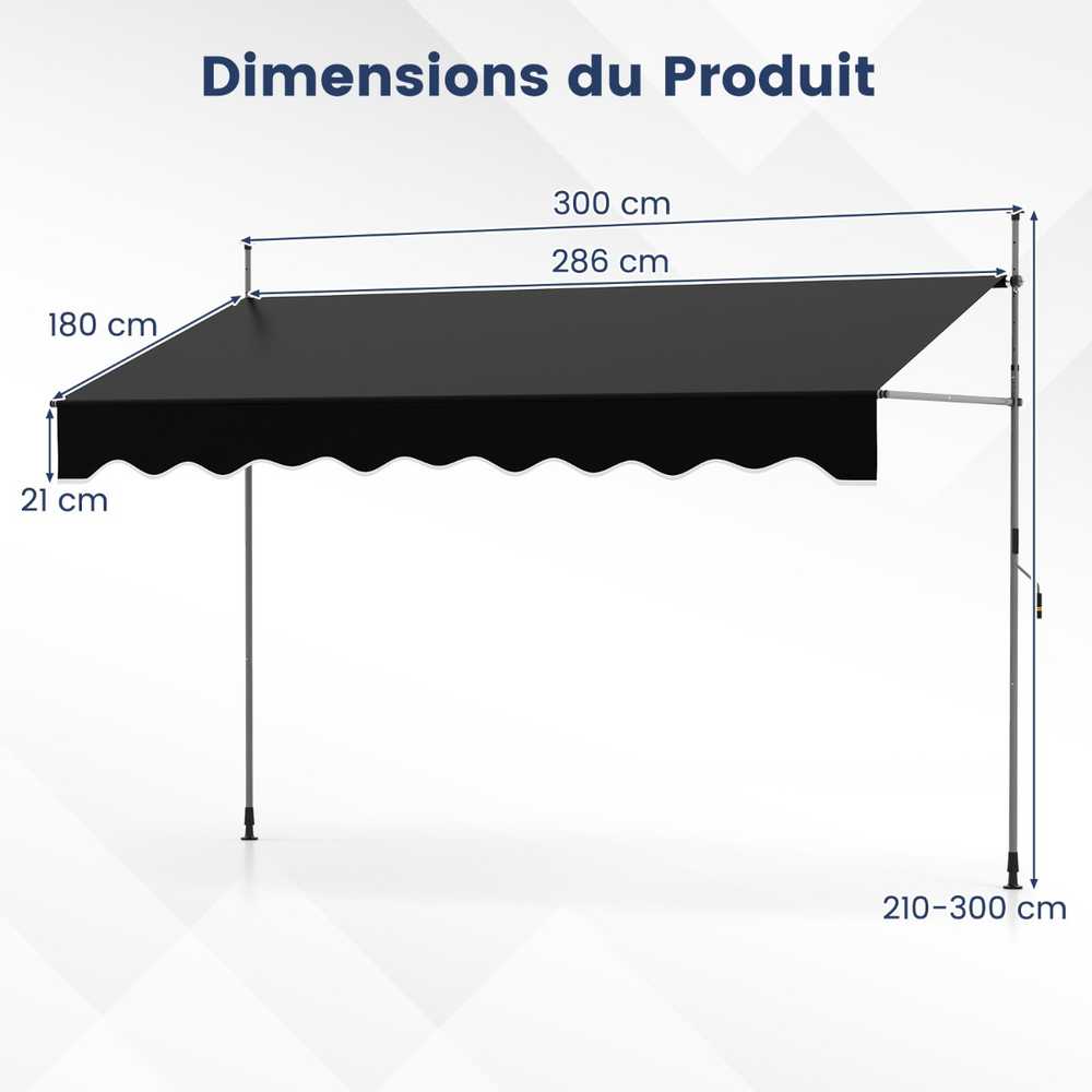 Promotions Markizė, 300x120x210-300 cm, Juoda