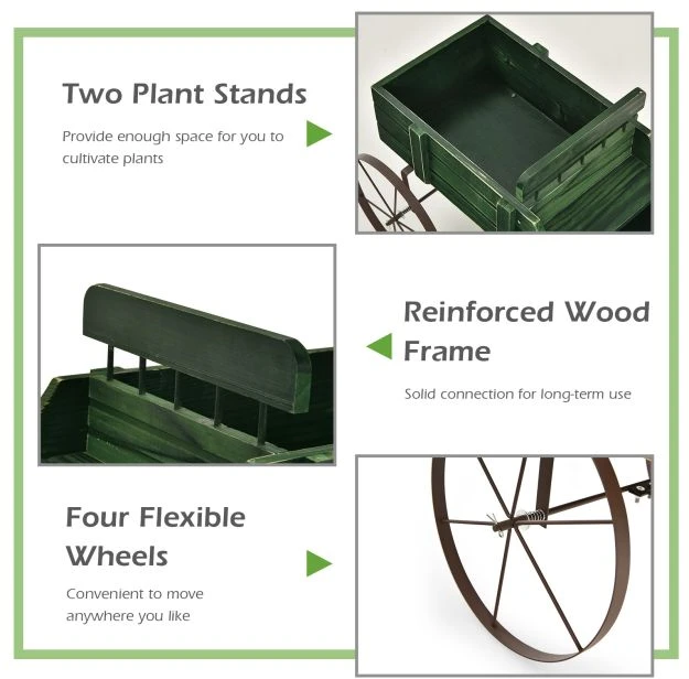 Promotions Medinis vežimėlis vazonui su reguliuojama rankena 62,23x34,29x60,96 cm žalias