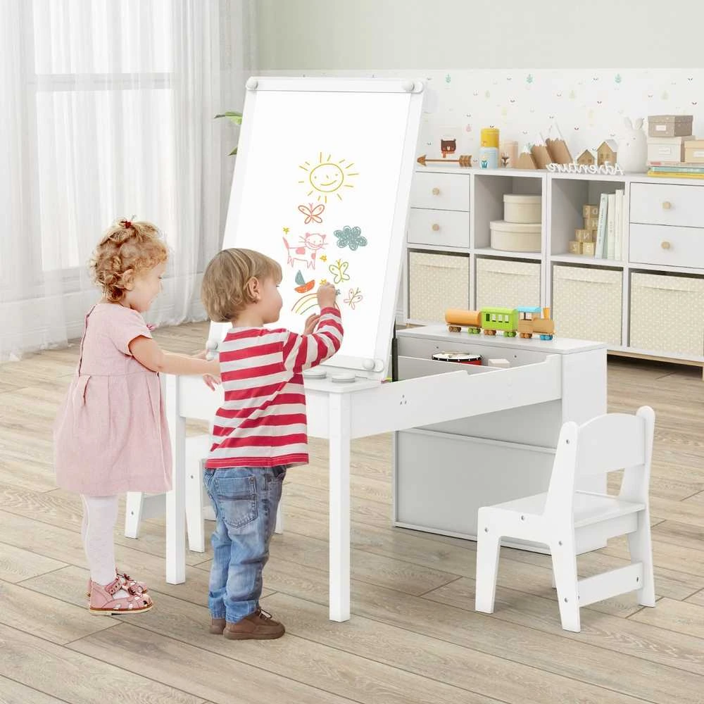 Promotions Meno stalas ir kėdžių komplektas, 109x60x55 cm, balta, reguliuojamas