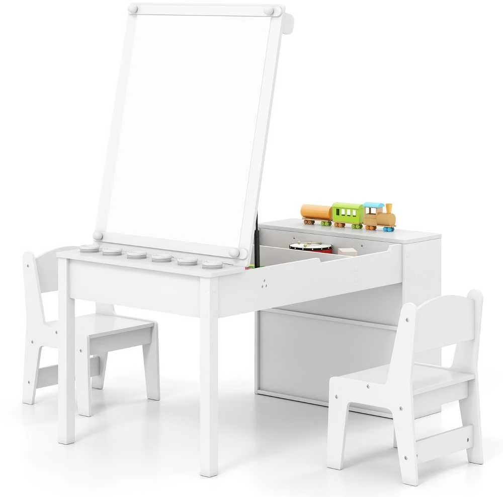 Promotions Meno stalas ir kėdžių komplektas, 109x60x55 cm, balta, reguliuojamas