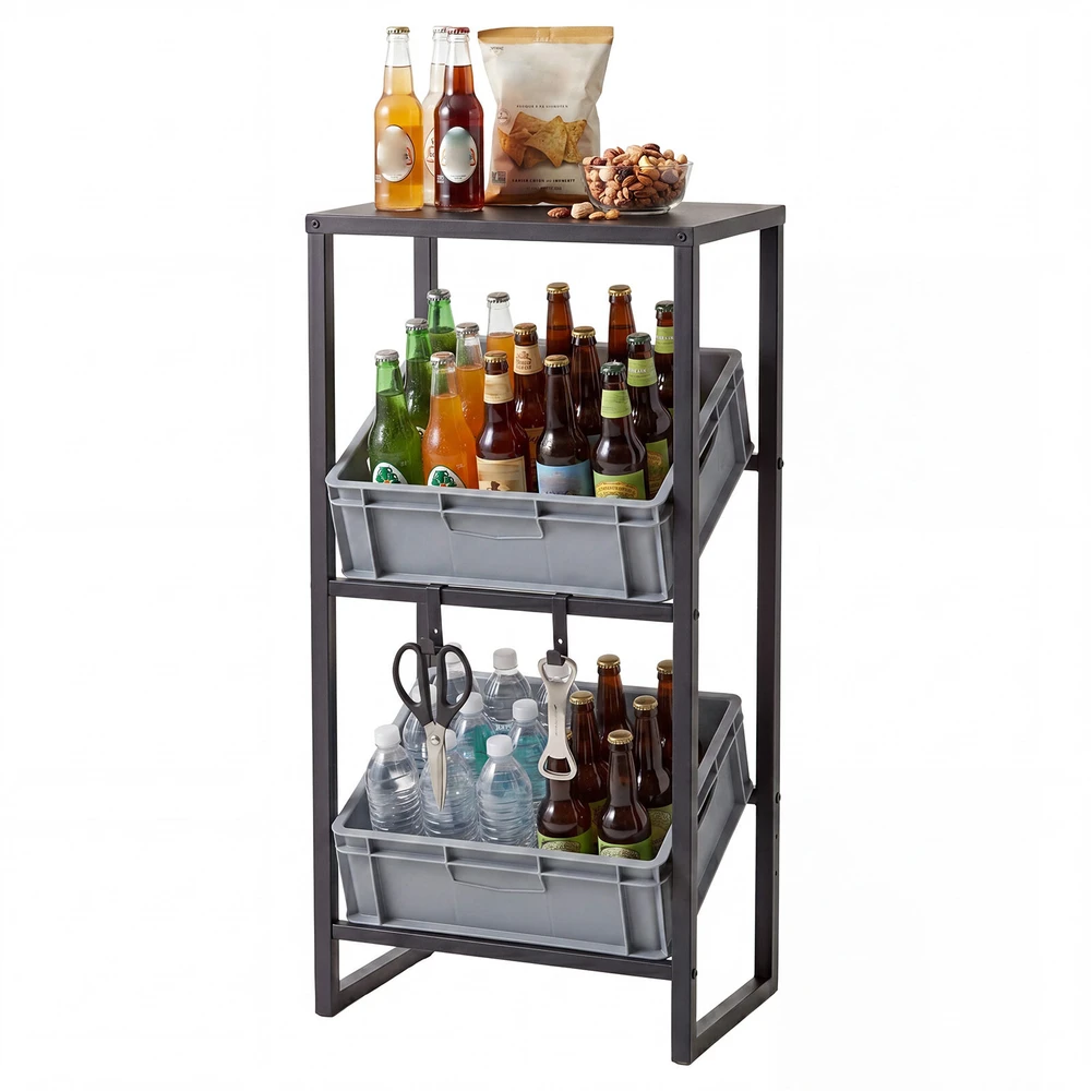 Promotions Metalinis sandėliavimo stovas su lentyna 47x32x102 cm juodas