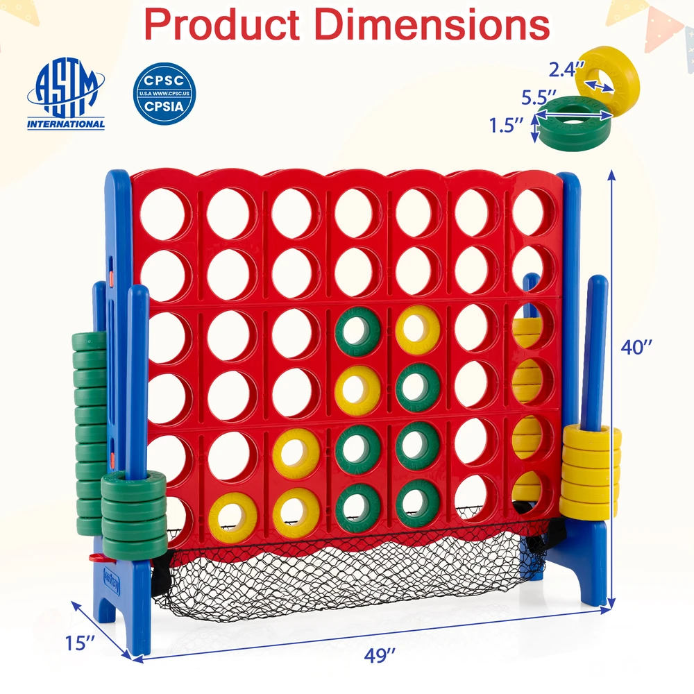 Promotions Milžiniškas 4 eilutėje žaidimo rinkinys 42 dalys 124,5x38x101,6 cm raudona/mėlyna