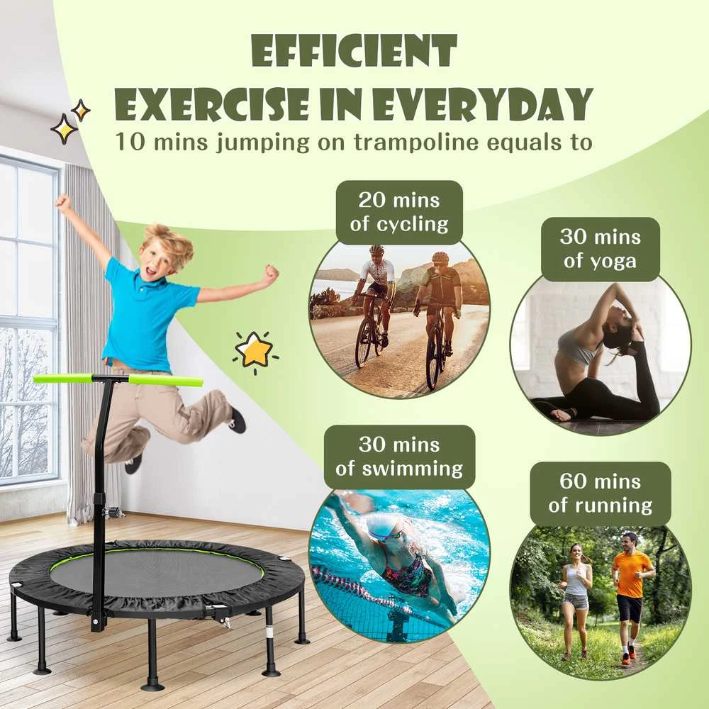 Promotions Mini batutas su reguliuojamu turėklu, 110x110x99-126 cm, žalias