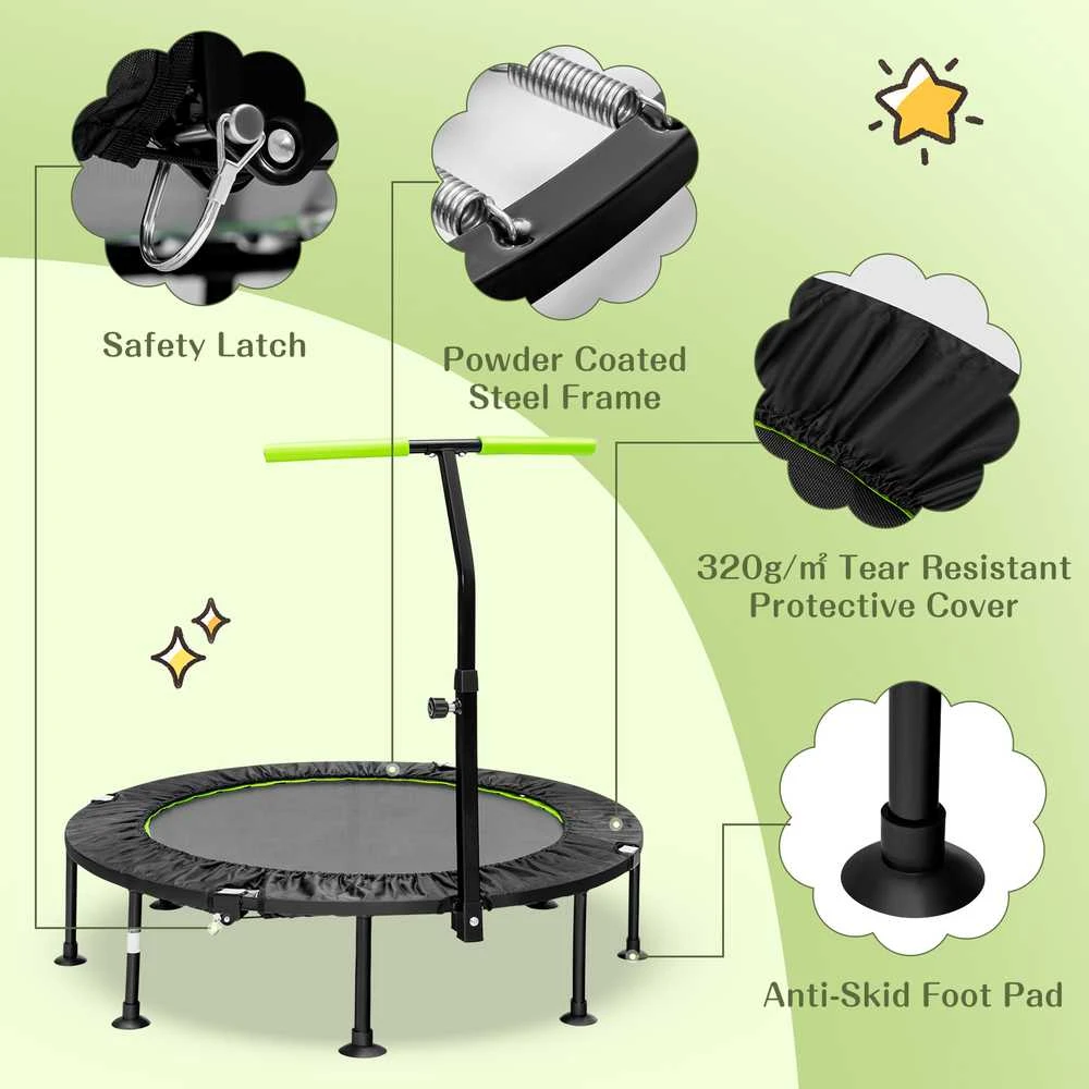 Promotions Mini batutas su reguliuojamu turėklu, 110x110x99-126 cm, žalias